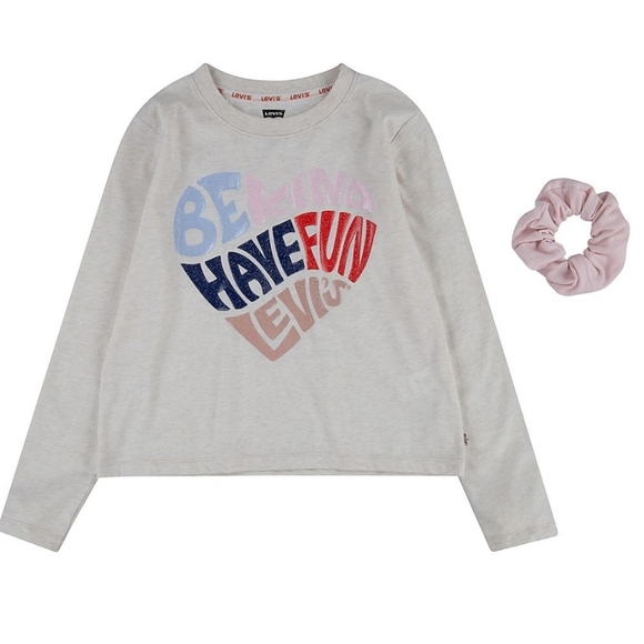 Levi's Other - Girl's Levis "Be Kind Have Fun" Graphic Star Tee with Scrunchie, Large